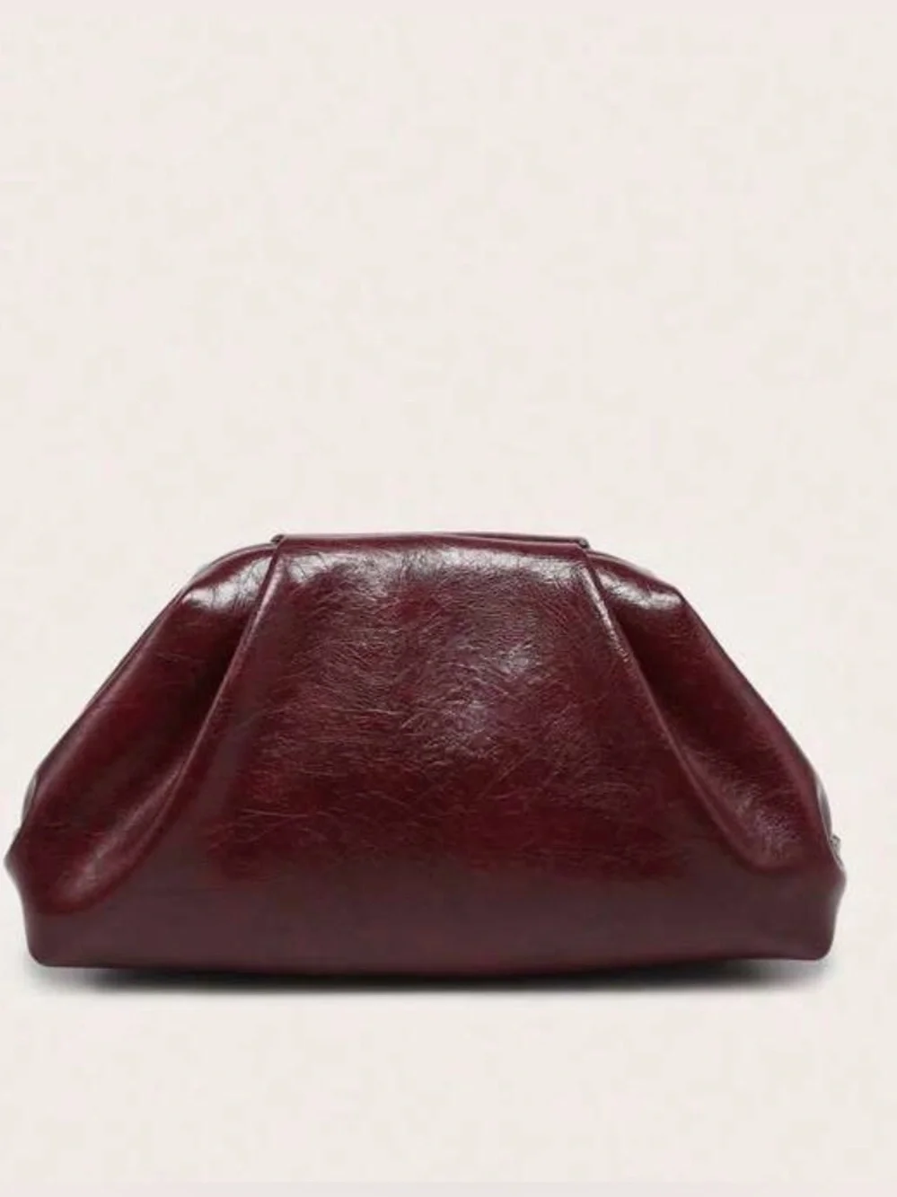 Burgundy Woven Clutch Bag -